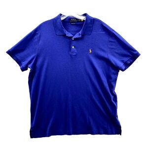 Polo Ralph Lauren Shirt Men Large Blue Custom Slim Fit Preppy Flesh Pony Classic